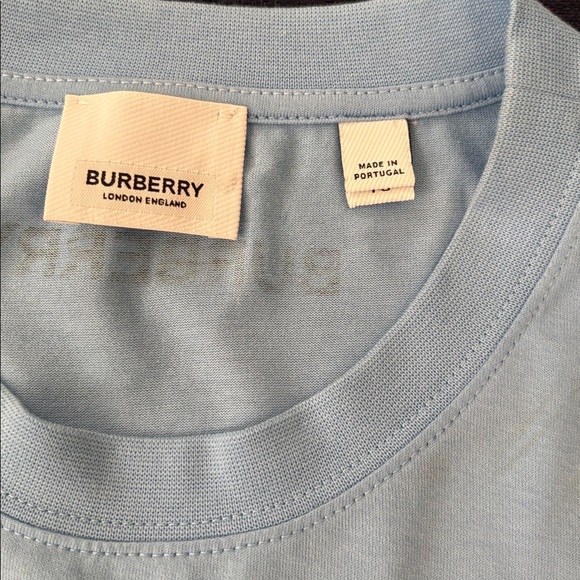 Burberry Light Blue Tee with Red Logo - Picture 6 of 9